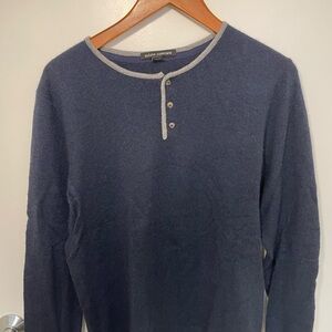 Autumn Cashmere Men's Navy Long Sleeve Henley
